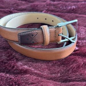 Cole Haan Tan Leather Belt with Silver Buckle